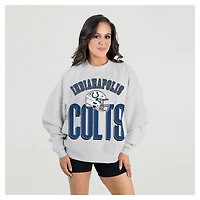 Women's Gameday Couture  Ash Indianapolis Colts Fierce Focus Premium Oversized Fleece Pullover Sweatshirt