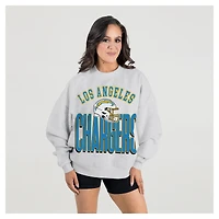 Women's Gameday Couture  Ash Los Angeles Chargers Fierce Focus Premium Oversized Fleece Pullover Sweatshirt