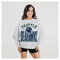 Women's Gameday Couture  Ash Seattle Seahawks Fierce Focus Premium Oversized Fleece Pullover Sweatshirt