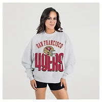 Women's Gameday Couture  Ash San Francisco 49ers Fierce Focus Premium Oversized Fleece Pullover Sweatshirt