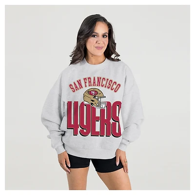 Women's Gameday Couture  Ash San Francisco 49ers Fierce Focus Premium Oversized Fleece Pullover Sweatshirt