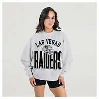 Women's Gameday Couture  Ash Las Vegas Raiders Fierce Focus Premium Oversized Fleece Pullover Sweatshirt