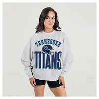 Women's Gameday Couture  Ash Tennessee Titans Fierce Focus Premium Oversized Fleece Pullover Sweatshirt