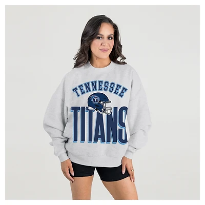 Women's Gameday Couture  Ash Tennessee Titans Fierce Focus Premium Oversized Fleece Pullover Sweatshirt