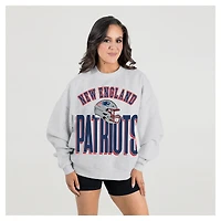 Women's Gameday Couture  Ash New England Patriots Fierce Focus Premium Oversized Fleece Pullover Sweatshirt