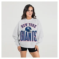 Women's Gameday Couture  Ash New York Giants Fierce Focus Premium Oversized Fleece Pullover Sweatshirt