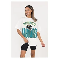 Women's Gameday Couture  White Jacksonville Jaguars Oversized Classic Fierce Focus T-Shirt