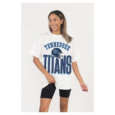 Women's Gameday Couture  White Tennessee Titans Oversized Classic Fierce Focus T-Shirt