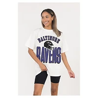 Women's Gameday Couture  White Baltimore Ravens Oversized Classic Fierce Focus T-Shirt
