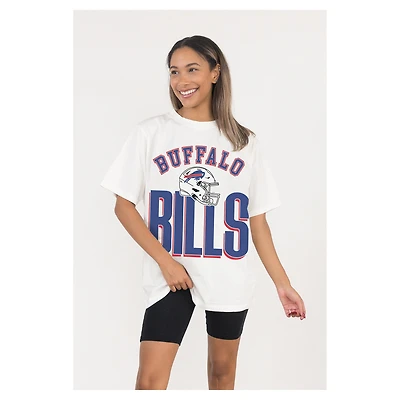 Women's Gameday Couture  White Buffalo Bills Oversized Classic Fierce Focus T-Shirt