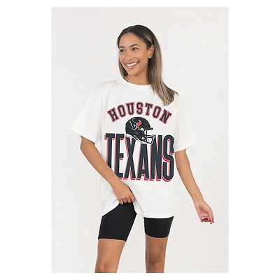 Women's Gameday Couture  White Houston Texans Oversized Classic Fierce Focus T-Shirt