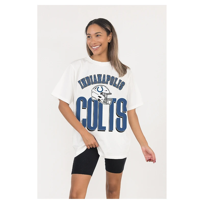 Women's Gameday Couture  White Indianapolis Colts Oversized Classic Fierce Focus T-Shirt