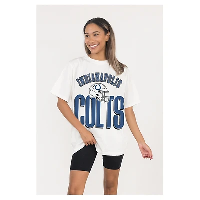 Women's Gameday Couture  White Indianapolis Colts Oversized Classic Fierce Focus T-Shirt