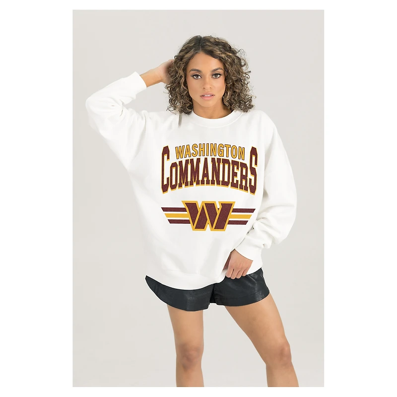 Women's Gameday Couture White Washington Commanders Swift Strike Premium Oversized Fleece Pullover Sweatshirt