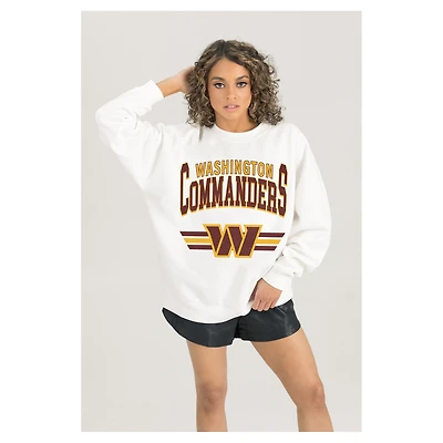Women's Gameday Couture  White Washington Commanders Swift Strike Premium Oversized Fleece Pullover Sweatshirt