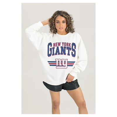 Women's Gameday Couture  White New York Giants Swift Strike Premium Oversized Fleece Pullover Sweatshirt