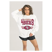 Women's Gameday Couture  White San Francisco 49ers Swift Strike Premium Oversized Fleece Pullover Sweatshirt