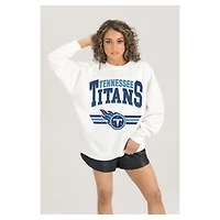 Women's Gameday Couture  White Tennessee Titans Swift Strike Premium Oversized Fleece Pullover Sweatshirt