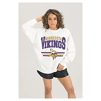 Women's Gameday Couture  White Minnesota Vikings Swift Strike Premium Oversized Fleece Pullover Sweatshirt