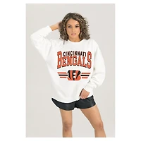 Women's Gameday Couture  White Cincinnati Bengals Swift Strike Premium Oversized Fleece Pullover Sweatshirt