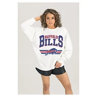 Women's Gameday Couture  White Buffalo Bills Swift Strike Premium Oversized Fleece Pullover Sweatshirt