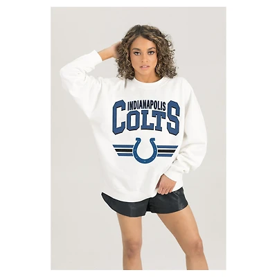 Women's Gameday Couture  White Indianapolis Colts Swift Strike Premium Oversized Fleece Pullover Sweatshirt