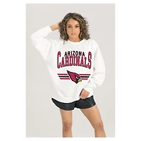 Women's Gameday Couture  White Arizona Cardinals Swift Strike Premium Oversized Fleece Pullover Sweatshirt