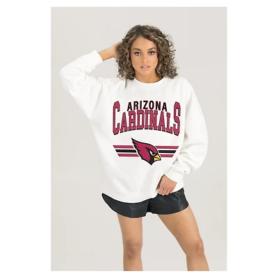 Women's Gameday Couture  White Arizona Cardinals Swift Strike Premium Oversized Fleece Pullover Sweatshirt