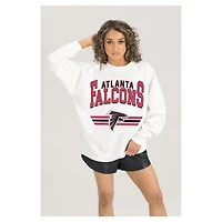 Women's Gameday Couture  White Atlanta Falcons Swift Strike Premium Oversized Fleece Pullover Sweatshirt