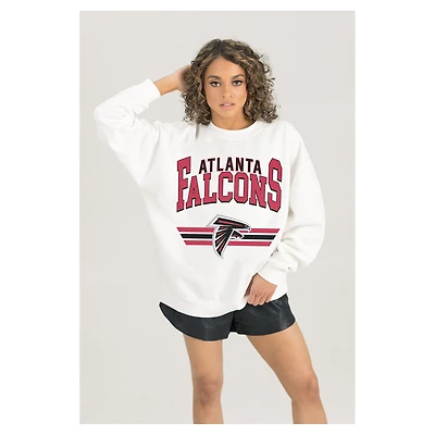Women's Gameday Couture  White Atlanta Falcons Swift Strike Premium Oversized Fleece Pullover Sweatshirt