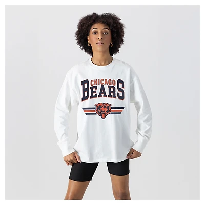 Women's Gameday Couture  White Chicago Bears Swift Strike Essential Oversized Long Sleeve T-Shirt