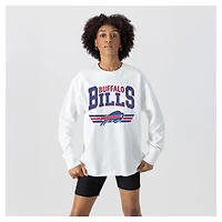 Women's Gameday Couture  White Buffalo Bills Swift Strike Essential Oversized Long Sleeve T-Shirt