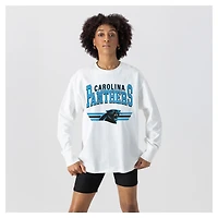 Women's Gameday Couture  White Carolina Panthers Swift Strike Essential Oversized Long Sleeve T-Shirt