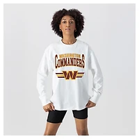 Women's Gameday Couture  White Washington Commanders Swift Strike Essential Oversized Long Sleeve T-Shirt