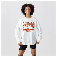Women's Gameday Couture  White Cleveland Browns Swift Strike Essential Oversized Long Sleeve T-Shirt