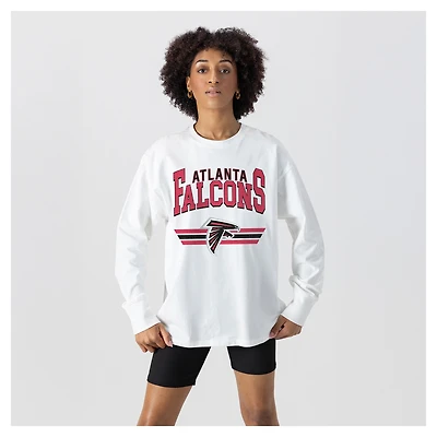 Women's Gameday Couture  White Atlanta Falcons Swift Strike Essential Oversized Long Sleeve T-Shirt