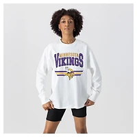 Women's Gameday Couture  White Minnesota Vikings Swift Strike Essential Oversized Long Sleeve T-Shirt