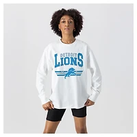 Women's Gameday Couture  White Detroit Lions Swift Strike Essential Oversized Long Sleeve T-Shirt