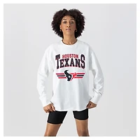 Women's Gameday Couture  White Houston Texans Swift Strike Essential Oversized Long Sleeve T-Shirt