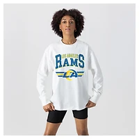 Women's Gameday Couture  White Los Angeles Rams Swift Strike Essential Oversized Long Sleeve T-Shirt