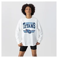Women's Gameday Couture  White Tennessee Titans Swift Strike Essential Oversized Long Sleeve T-Shirt