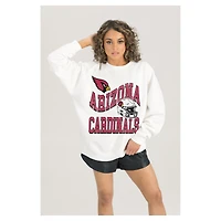 Women's Gameday Couture  White Arizona Cardinals Oversized Hard Earned Premium Fleece Pullover Sweatshirt