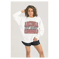 Women's Gameday Couture  White Arizona Cardinals Oversized Faded Formation Premium Fleece Pullover Sweatshirt