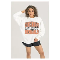 Women's Gameday Couture  White Cincinnati Bengals Oversized Faded Formation Premium Fleece Pullover Sweatshirt