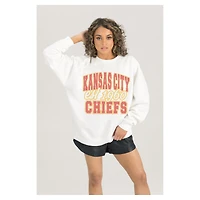 Women's Gameday Couture  White Kansas City Chiefs Oversized Faded Formation Premium Fleece Pullover Sweatshirt