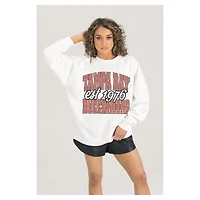 Women's Gameday Couture  White Tampa Bay Buccaneers Oversized Faded Formation Premium Fleece Pullover Sweatshirt