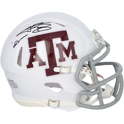 Johnny Manziel Texas A&M Aggies Autographed Riddell White Speed Mini Helmet with "12 Heisman Inscription" - Imperfect Inscription