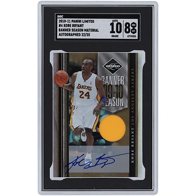 Kobe Bryant Los Angeles Lakers Autographed 2010-11 Panini Limited Banner Season Material #4 #22/25 SGC Authenticated 8/10 Card