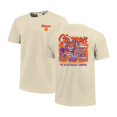 Men's Image One  Natural Clemson Tigers Comfort Colors Hand-Drawn Campus Stack T-Shirt