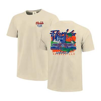 Men's Image One  Natural Florida Gators Comfort Colors Hand-Drawn Campus Stack T-Shirt